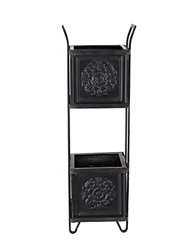 Deco79farmhousetwotiermetalplanter13wx46hblack  Urban Country Home Decor Deco 79 farmhouse two tier metal planter 13 w x 46 h black  urban country home decor