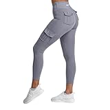 megasstic Cargo Damen-Leggings mit Taschen, Push-Up-Effekt, Undurchsichtig, Super Weich, Glatter Stoff, Dehnbar, Atmungsaktiv, Bequem (DE/NL/SE/PL, Alphanumerisch, S, Regular, Smoke)