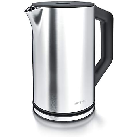 Arendo - Electric Kettle 1.5 L Cordless - Stainless Steel - Energy Saving due to Temperature Control from 40°C - 100°C - Keep Warm - BPA free No Plastic - Fast Boil Auto Shut-Off - 2200W - Silver Cover