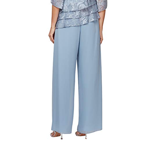 Image of Alex Evenings Womens Wide Leg Chiffon Dress Pant for Mother of The Bride, Elegant Party Outfit (Petite and Regular Sizes)