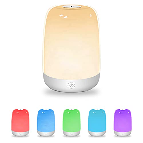 Fistech Touch Sensor Rechargeable Night Light Table Lamps for Bedrooms Dimmable Warm White Light & Color Changing Great Gift for Kids