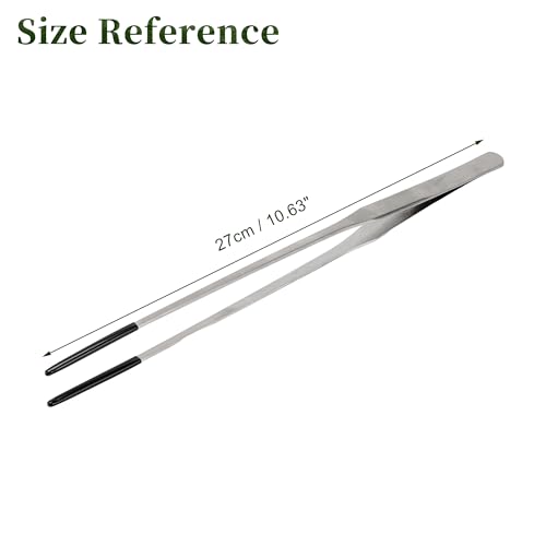 Image of 10.63 inch L Aquarium Straight Feeding Tweezer for Feeding with Black Rubber Tip