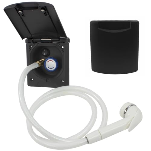 Generisch Außendusche Schwarz mit Schlauch und Mischventil