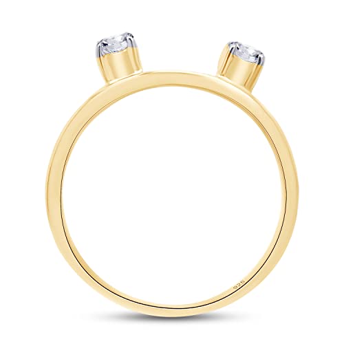 SAVEARTH DIAMONDS 1/5 Carat Round Cut Lab Created Moissanite Diamond Two Stone Enhancer Guard For Engagement Wedding Ring In 14K Gold Plated 925 Sterling Silver (Color : G-H, Clarity: VVS1, 0.20 Cttw)4