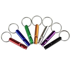 Set of 7 Extra Loud Whistles for Camping Hiking Hunting Outdoors Sports and Emergency Situations, Sturdy but Light Aluminium Key Chain Signals, 0.8 inch