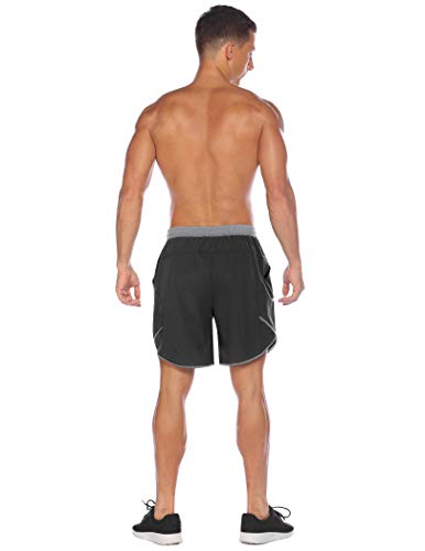 COOFANDY Men's 7 Inch Workout Shorts Athletic Gym Bodybuilding Jogging Powerlifting with Zipper Pockets Elastic Waist Black
