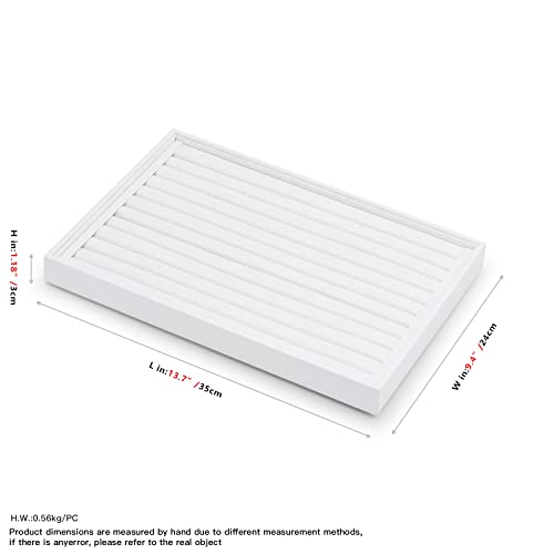 Oirlv PU Leather Jewellery Display and Organiser - Stackable Ring Tray for Stud Earring Display, White - Image 4