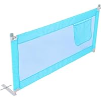 M.J COMFY-LIFE Bed Rail for Single Bed, 150cm x 80cm Foldable Toddler Bed Guard with Storage Pocket, Easy to Install Safety Rail for Kids Children (Blue, 150cm)