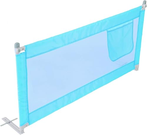 M.J COMFY-LIFE Bed Rail for Single Bed, 150cm x 80cm Foldable Toddler Bed Guard with Storage Pocket, Easy to Install Safety Rail for Kids Children (Blue, 150cm)