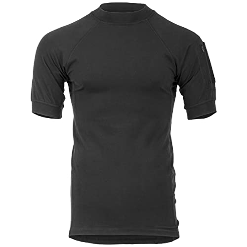 Highlander Combat Tactical T-Shirt Stretch Cotton Pockets on Sleeve Black (XL)