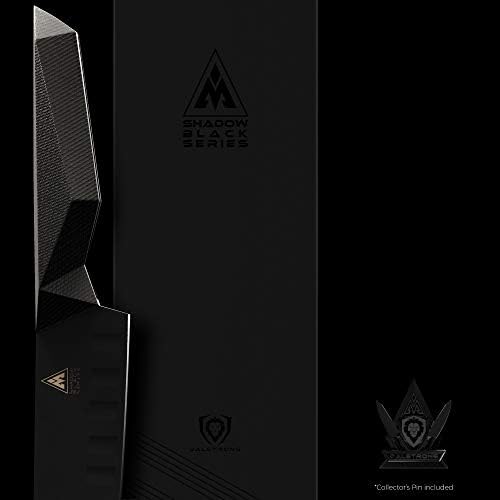 DALSTRONG Santoku Knife - 7" (18 cm) - Shadow Black Series - Black Titanium Nitride Coated - High Carbon - 7CR17MOV-X Vacuum Treated Steel- Sheath - NSF Certified