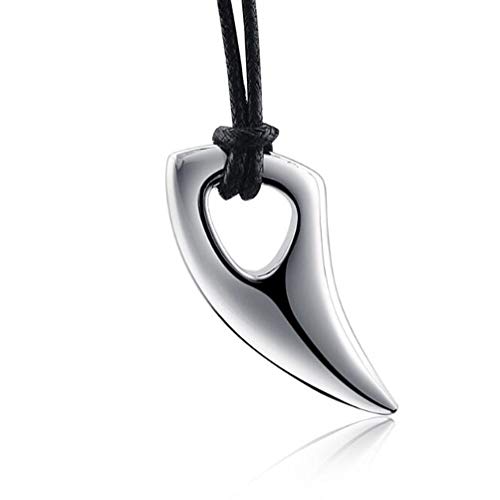 KUANDAR Gift of lover Necklace Titanium Steel Titanium Steel Necklace Men's and Women's Stainless Steel Horns/Wolf Teeth Pendant Clavicle Necklace for Holiday Birthday Gift Boutique packaging, Silver