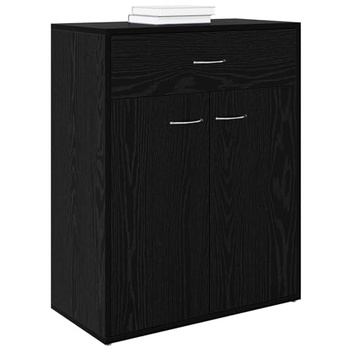 vidaXL Buffet avec tiroir Chêne Noir 60 x 30 x 75 cm Bois d'ingénierie, Buffet Moderne, rectangulaire, Rangement Polyvalent, Solide pour Salon, Organisation...