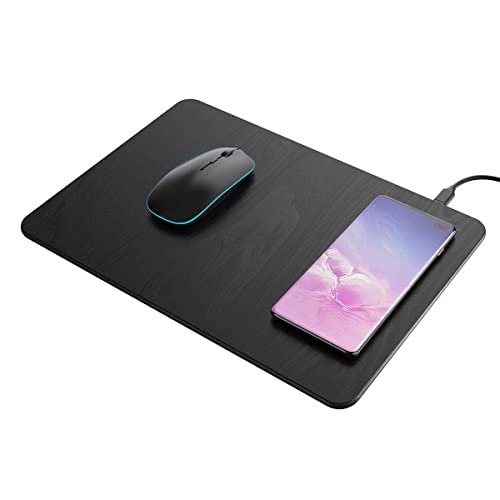 Tapcell - Tapis de Souris Ultra Fin Chargeur à Induction Qi sans Fil pour Smartphone. Surface Grande, Fine, Rapide pour Le Gaming, Le Bureau. Compatible iPhone,Samsung,Xiaomi,Huawei (Noir) Cover