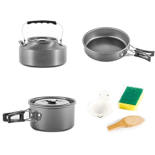 GAUDIO Gavetta Scout, con Pentola e Bollitore, Pentole Campeggio, Set da Cucina Portatile per Zaino in Spalla, Kit Campeggioa Pentole Leggere