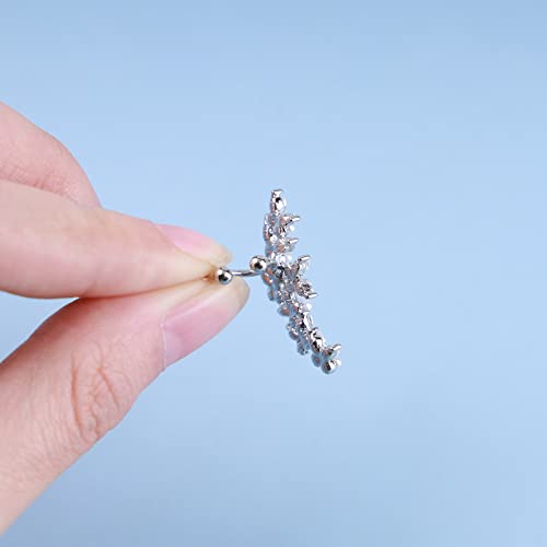 Andelaisi Boho Crystal Pearl Ear Cuff Wrap Earring Silver Rhinestone Butterfly Cartilage Cuff Earrings Vintage Pearl Ear Cuff Climber Earrings Bling Cz Pearl Helix Earrings Non Piercing Earring(Left) #TOP3