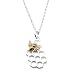 Sterling Silver Honeycomb Charm with Bronze Bee Necklace, 20"