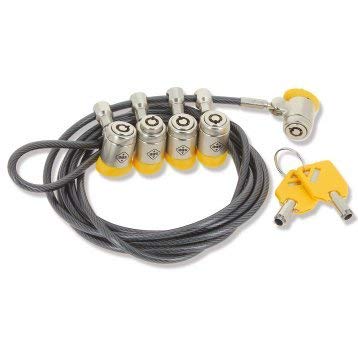 Cable antirrobo de bloqueo multicabezal 3 en 1 (compatible con Kensington, Noble Wedge y Nano) para todos los ordenadores de sobremesa y portátiles, cable de ordenador de 1,8 m + 2 llaves