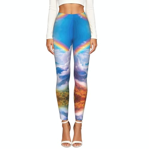 Leggings de compresión pequeños que no transparentan con estampado de arcoíris 2