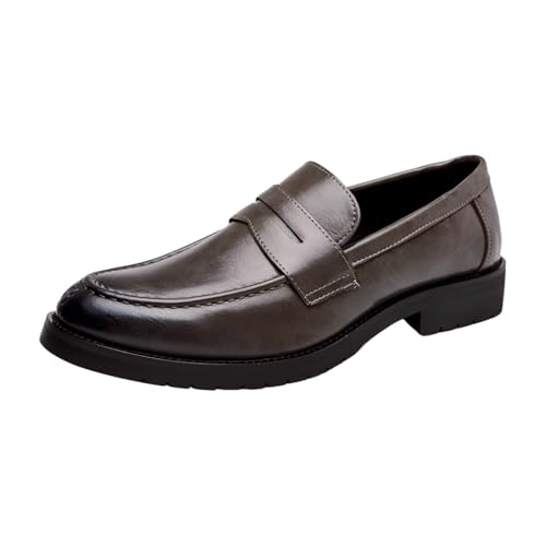 Santimon Men's Moc Toe Penny Loafers Comfort Dress Slip-on Business Formal Shoes
