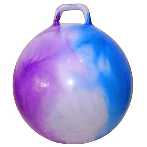 AppleRound Space Hopper Ball with Air Pump: 22in/55cm Diameter for Age 10-12, Kangaroo Bouncer, Hippity Hoppity Hop Ball for Taller Children, Bouncy Ball with Handle, Aurora Colors (Blue & Purple)