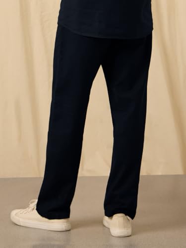 Image of The Souled Store Linen Pants: Men and Boys Drawstringed Solid Straight Fit Summer Ready Lightweight Casual Cotton Linen Pants