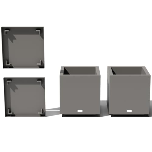 Image of Veradek Block Series Cube Planter & Drip Tray - Square Outdoor Planter Set