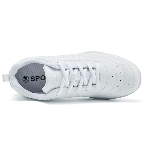 Image of Cheer Shoes Girls White Dance Shoes Youth Cheerleading Sports Training Athletic Comfortable Shoes Flats Girl