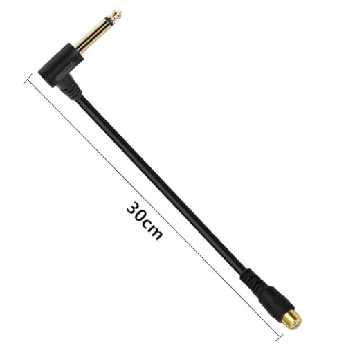 Cable de audio RCA a 6,35 mm mono con conector TRS de 90 grados y 30 cm 4