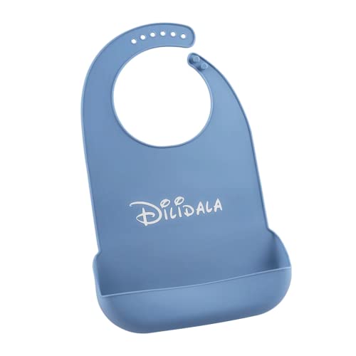 Babero Adulto, Babero Adulto Silicona Impermeable con Recogedor de Migas, Lavable Baberos para Adultos Protector de Ropa para la Hora de la Comida para Personas Mayores y Discapacitado (Azul) Cover