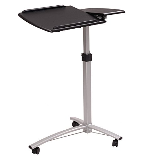 Soporte móvil ajustable para laptop con ruedas y mouse pad miniatura 1