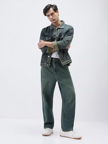 Image of Urbano Fashion Men's Loose Baggy Fit Heavy Washed Jeans Non-Stretchable