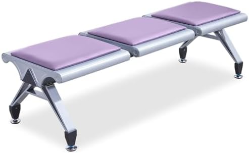Pink Waiting Room Chairs Set, 3-Seat Reception Bench, PU Leather Office Guest Chair No Arms, Stylish Airport Seating for Bank, Hospital, School