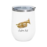 Custom Tuba Wine Tumbler with Lid Gift For Tuba Lovers - 12oz Stainless Steel Cups