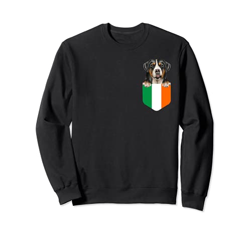 Ireland Flag Greater Swiss Mountain Dog Dog In Pocket Sweatshirt, Black