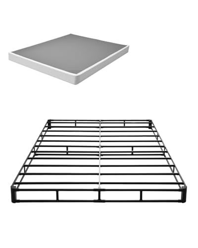 VEVOR Boxspringbett, Queen-Size-Bettrahmen mit waschbarem Stofftuch, robuster Metallrahmen für Queensize-Bett, 12,7 cm Matratzenfundament, 1,587 kg maximale Tragkraft, einfache Montage, 200 x 150 x 13