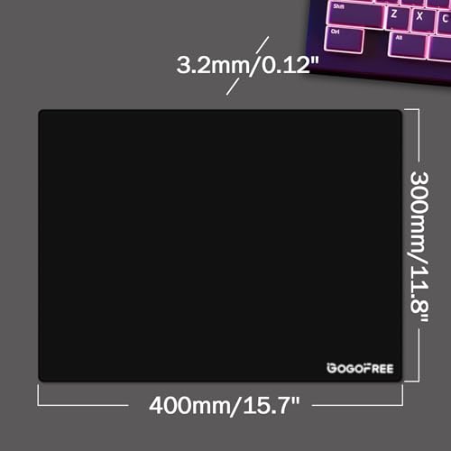 gesxo Gaming-Glas-Mauspad aus gehärtetem Glas mit Harter Oberfläche, ultraglattem Finis, großes Mauspad wasserabweisend, präzise Geschwindigkeitskontrolle für Esports (Schwarz,300×400mm)