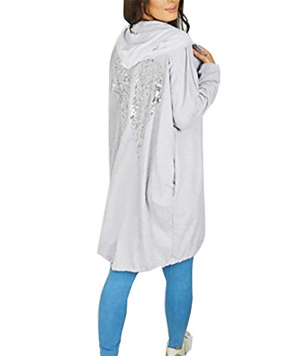 Style Wise Fashion Damen-Sweatshirt mit Pailletten, Engelsflügeln, Übergröße, Baggy-Jacke, Cardigan - Grau - Einheitsgröße