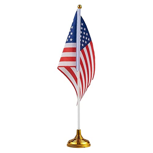 12-Pack Mini American Flags With Stand Base For Desk, Veterans, 4Th Of July, Memorial Day Small Miniature Usa Desktop Centerpiece For Patriotic Home Office Table Party Decorations #TOP3