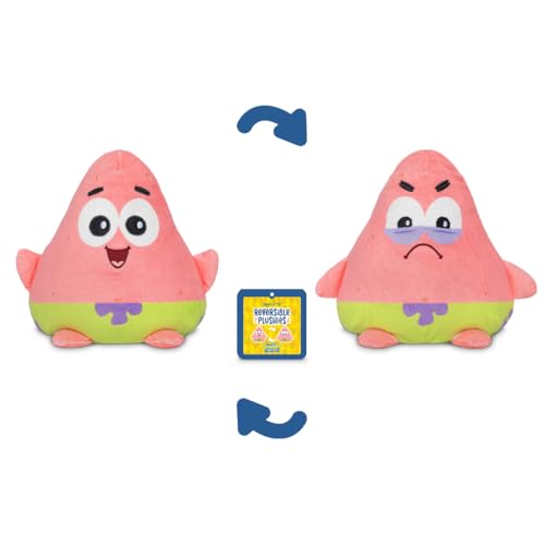 Image of TeeTurtle Reversible Spongebob Squarepants Patrick Star 6-Inch Two-Sided Flip Plush Toy with Embroidered Details - Cute Mini Collectible Plush for Kids, Teens, and Adults