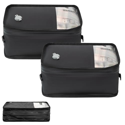 YEEKORO Compression Packing Cubes for Travel, Small Vacuum Bags for Business Trip, 12 Inch Professional IP67 Reusable Packing Cubes, Organizer Bags for Luggage for Women & Men(2 PACK, No Pump)