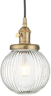Yosoan Industrial Glass Pendant Light Fitting, Ribbed Ball Hanging Ceiling Light for Kitchen Island,Dining Room,Bedroom,Lving Room (Antique)