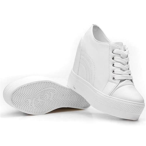 Image of ACE SHOCK Women Wedges Sneakers with Hidden Heel Ankle High Platform Walking Shoes Fashion Bride Wedding Shoes
