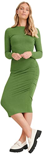 NA-KD Knitted Ruching Midi Dress Vestido Informal, Verde (Forest Green), S para Mujer