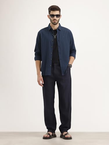 Image of WROGN Men's Tencel Blend Shirt | Striped | Slim Fit