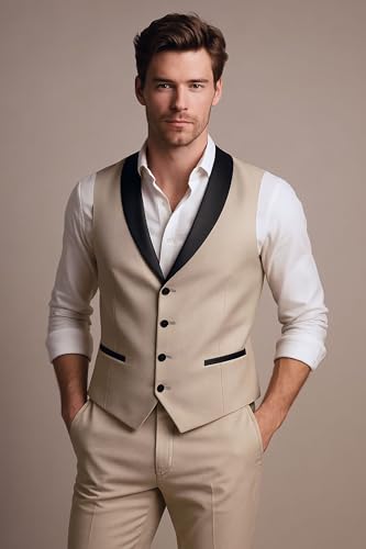 Men's 3 Piece Suit Slim Fit Tuxedo for Men One Button Shawl Lapel Blazer Jacket Vest Pants for Wedding Suits Prom3