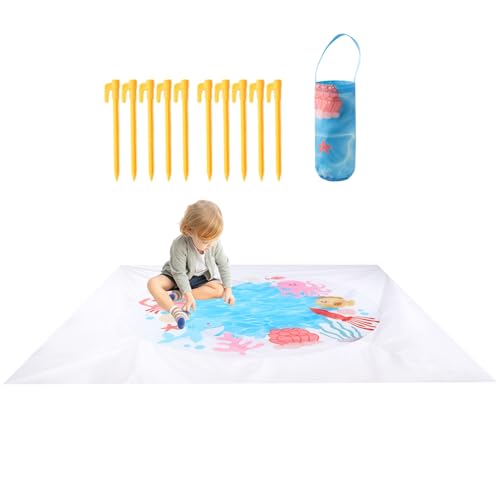 Piscina Playa Niños Pequeños - Piscina Infantil De Agua Someras | Colchoneta Plegable 2 En 1 para Vacaciones Camping Jardín Familiar Picnic Exteriores