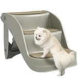 PawHut Foldable Dog Steps, Portable Dog Stairs 3-Step for High Beds, Sofas, Pet Stairs with Non-slip Mats for Small and Miniature Breeds, 49 x 38 x 38 cm, Grey