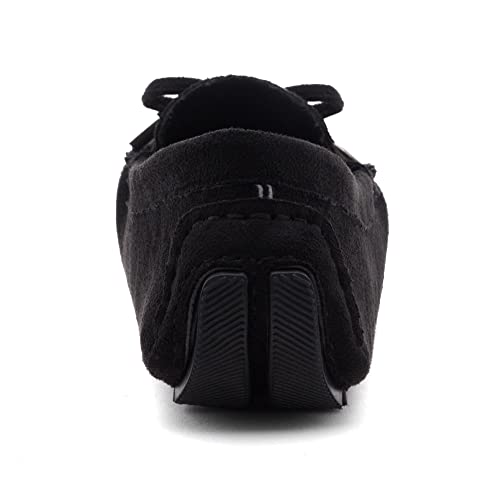 Herstyle Canal Women's Casual Bowknot Penny Loafers Moccasins Driving Shoes Slip on Flat Boat Shoes Black 10.0