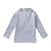 Kids Toddler Baby Girls Lettuce Trim Turtleneck Shirt Long Sleeve Slim Fit Ribbed Knit Undershirt (Blue, 3-4 Years)